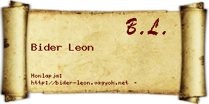 Bider Leon névjegykártya